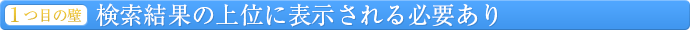 「１つ目の壁」―検索結果の上位に表示される必要あり